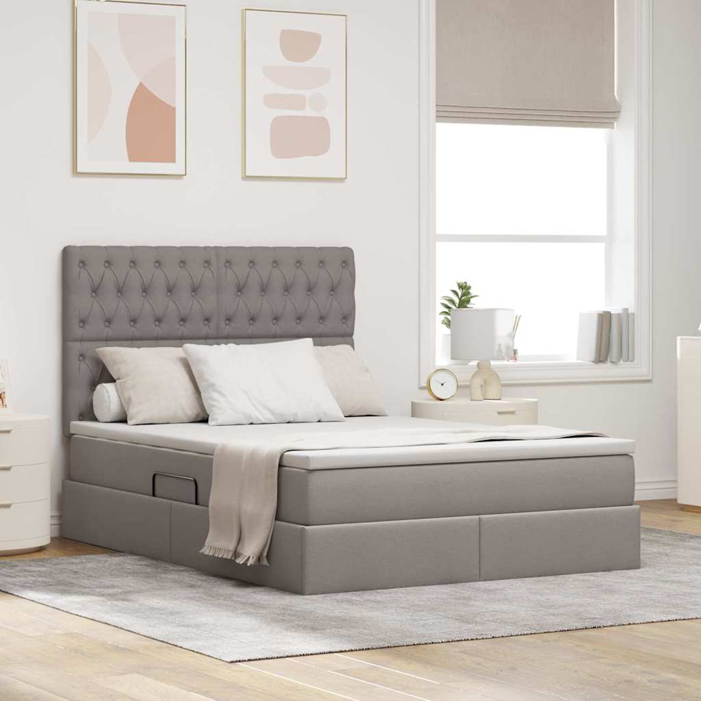 Opbergbed met LED met matras Taupe 140 x 200 cm Polyester is nu te koop bij PeponiXL, paradijselijk wonen!