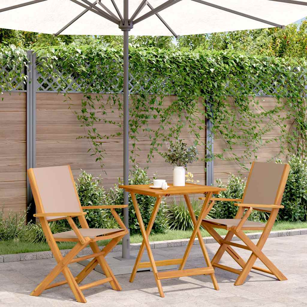 3-delige Bistroset stof en massief hout taupe is nu te koop bij PeponiXL, paradijselijk wonen!