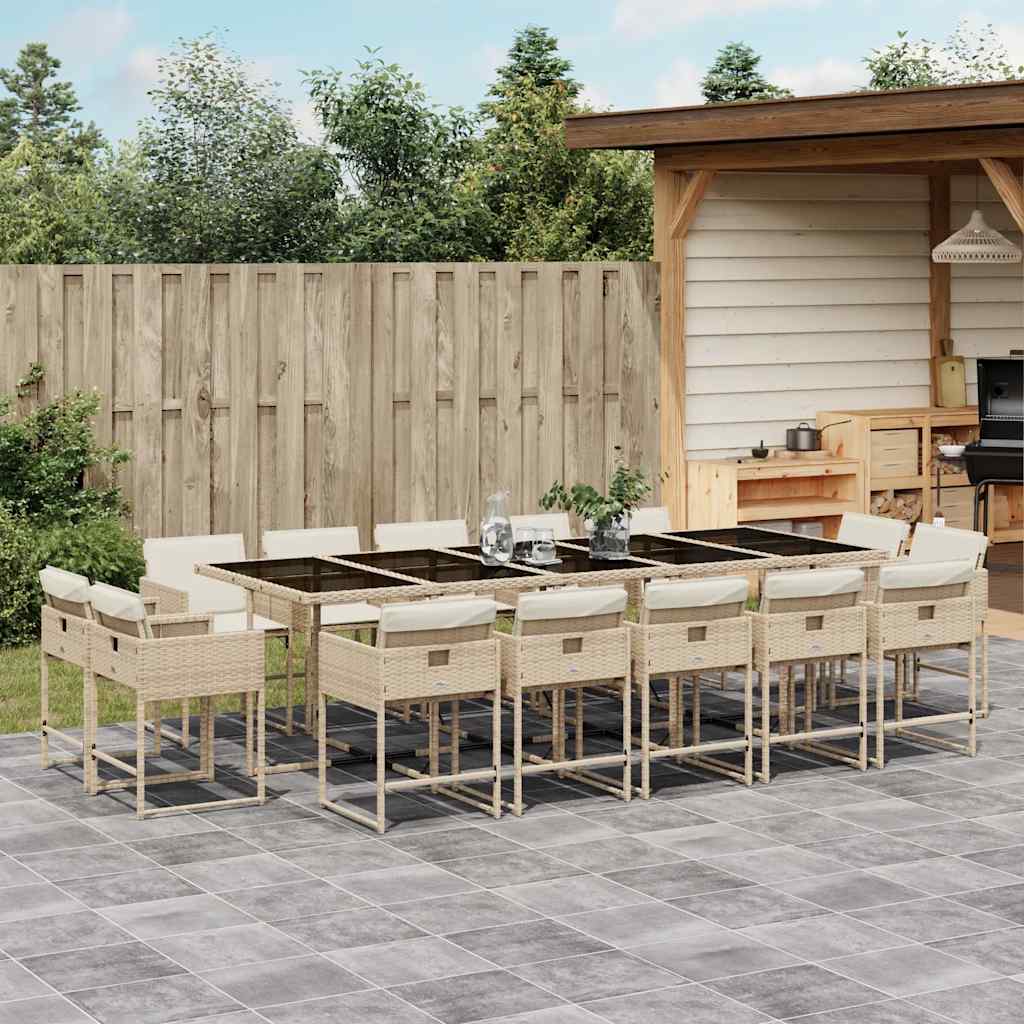 15-delige Tuinset met kussens poly rattan beige is nu te koop bij PeponiXL, paradijselijk wonen!