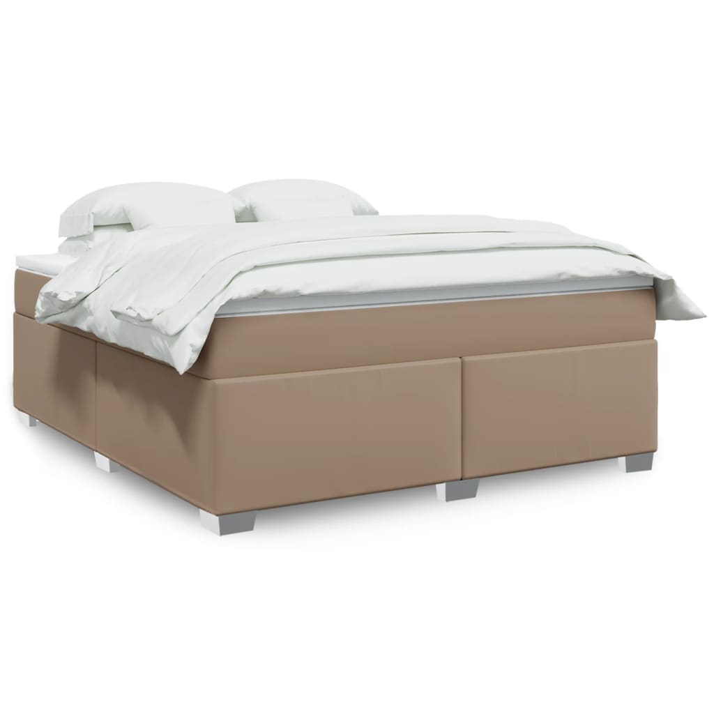 Boxspring met matras kunstleer cappuccinokleurig 180x200 cm is nu te koop bij PeponiXL, paradijselijk wonen!