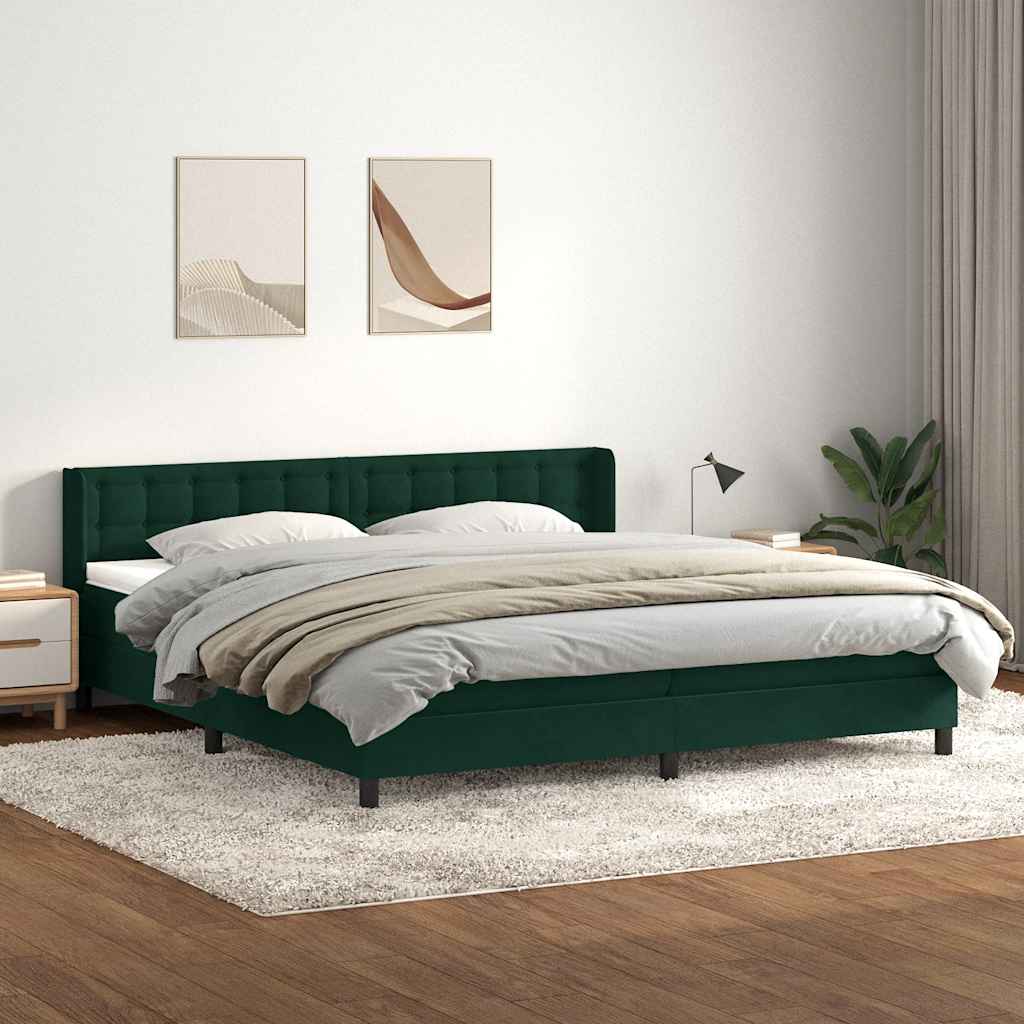 Boxspring met matras fluweel donkergroen 180x220 cm is nu te koop bij PeponiXL, paradijselijk wonen!