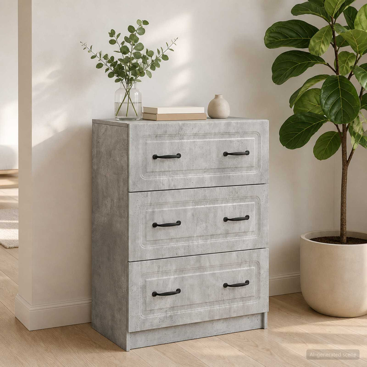 Ladenkast Betongrijs 66 x 34,5 x 87 cm Bewerkt hout is nu te koop bij PeponiXL, paradijselijk wonen!
