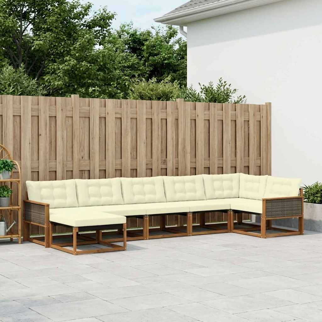 Buiten bankenset met kussen 7 pcs Natuurlijk en Crème is nu te koop bij PeponiXL, paradijselijk wonen!