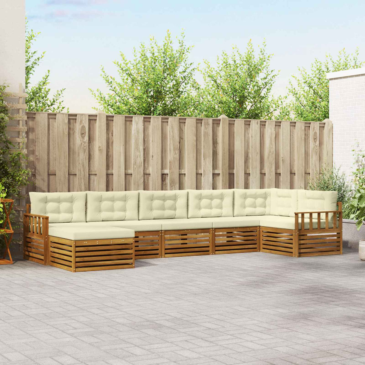 Buiten bankenset met kussen 7 pcs Natuurlijk en Crème is nu te koop bij PeponiXL, paradijselijk wonen!