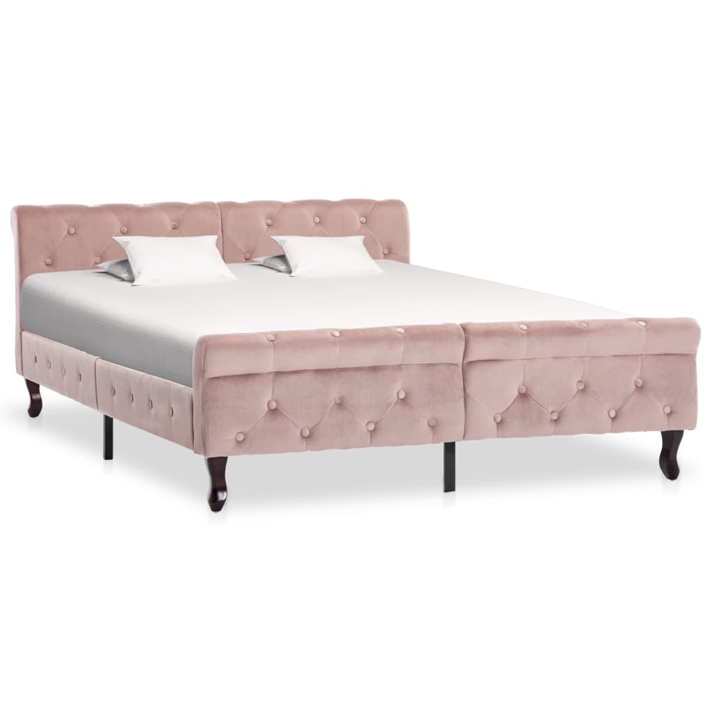 Bedframe fluweel roze 140x200 cm is nu te koop bij PeponiXL, paradijselijk wonen!