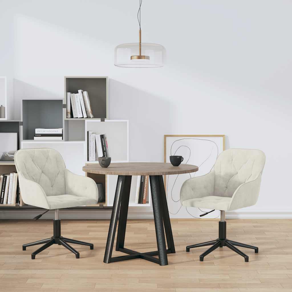 Eetkamerstoelen draaibaar 2 st fluweel crèmekleurig is nu te koop bij PeponiXL, paradijselijk wonen!