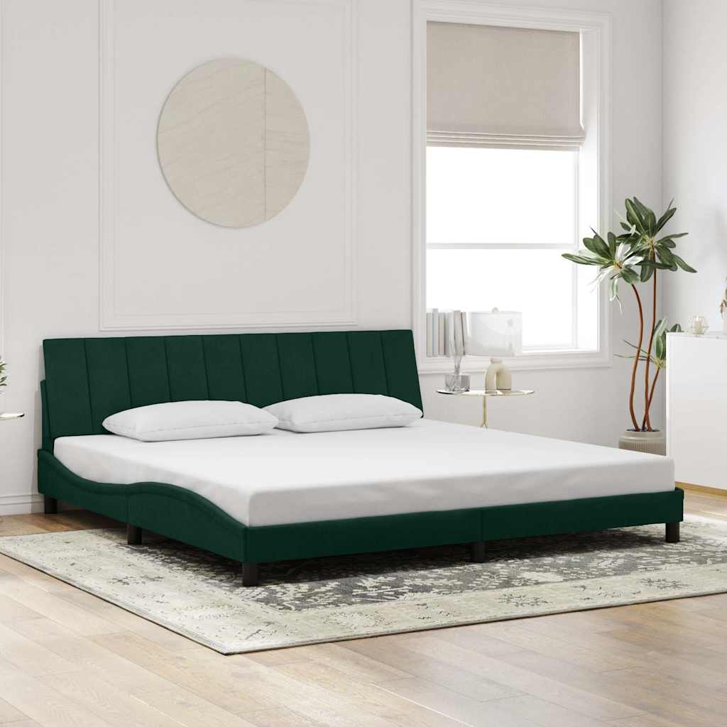 Bedframe zonder matras "Hanko" 200x200 cm fluweel donkergroen is nu te koop bij PeponiXL, paradijselijk wonen!