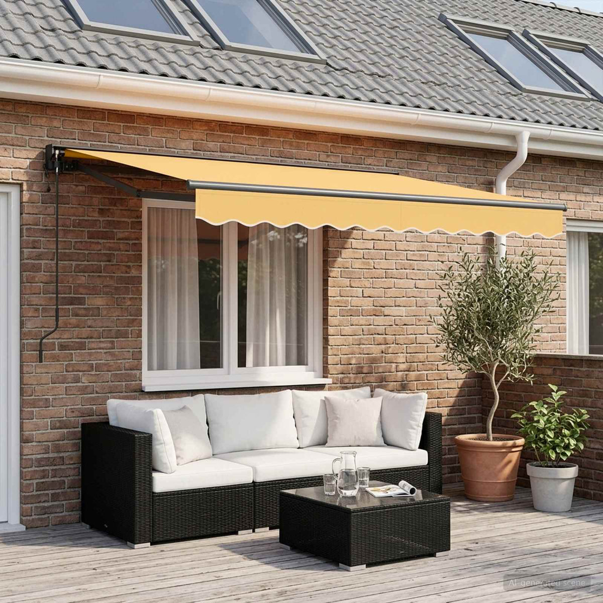 Uitschuifbare luifel Zand 3 x 2,5 m Polyester en Aluminium is nu te koop bij PeponiXL, paradijselijk wonen!