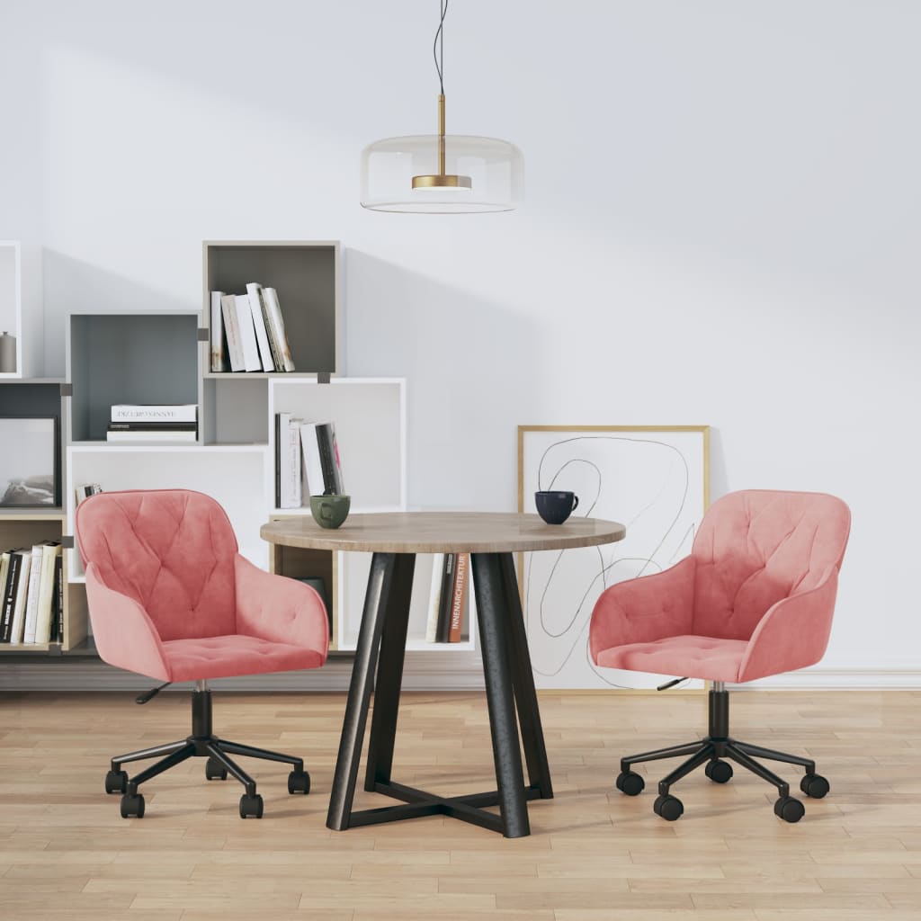 Eetkamerstoelen draaibaar 2 st fluweel roze is nu te koop bij PeponiXL, paradijselijk wonen!