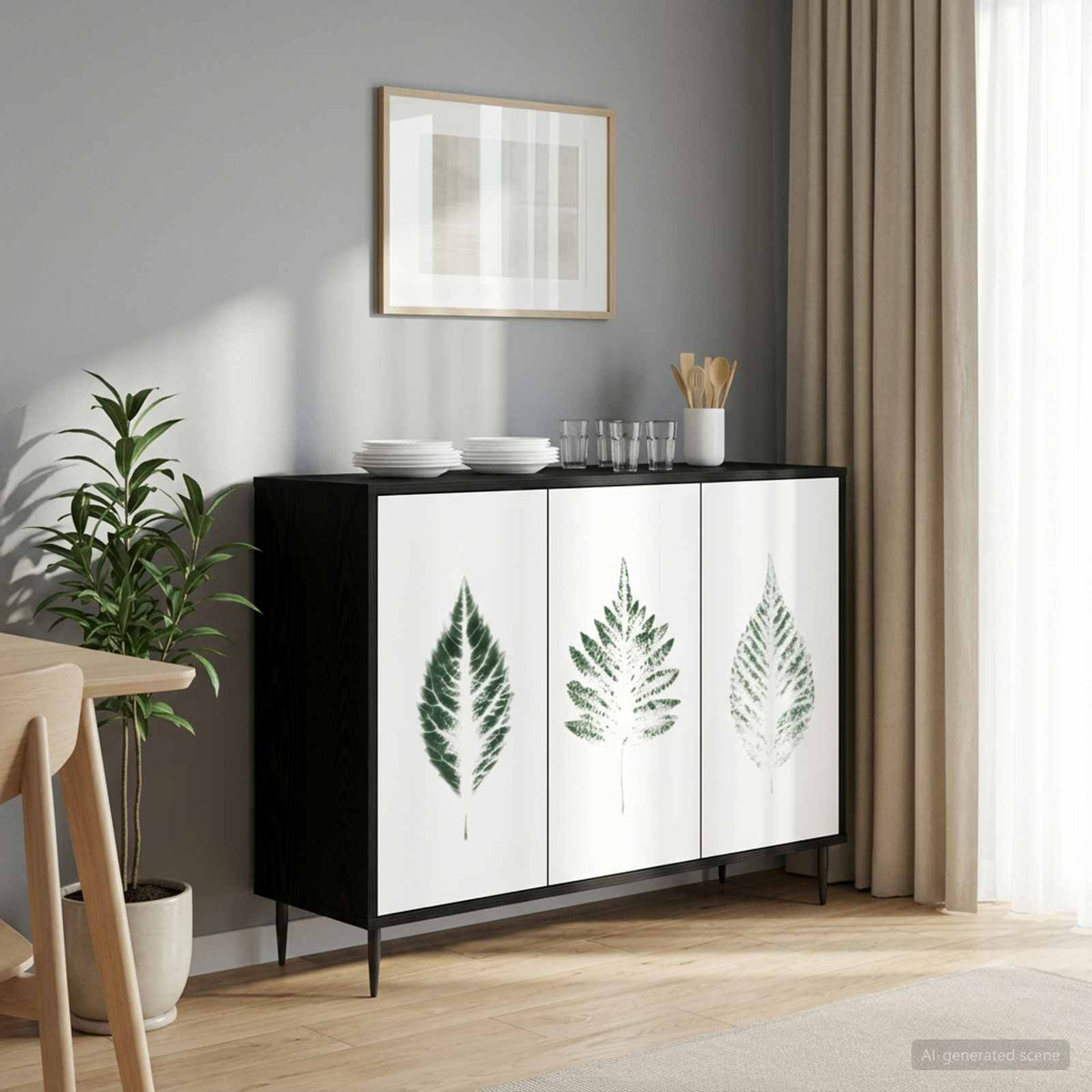 Dressoir HANAU Zwart eiken 102 x 33 x 76 cm Bewerkt hout is nu te koop bij PeponiXL, paradijselijk wonen!