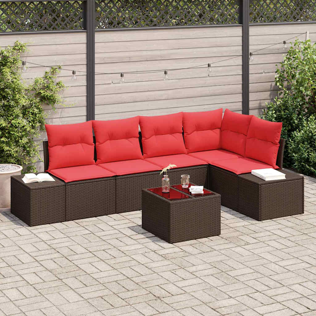 Tuinbankenset met opslag Bruin en Rood poly rattan is nu te koop bij PeponiXL, paradijselijk wonen!