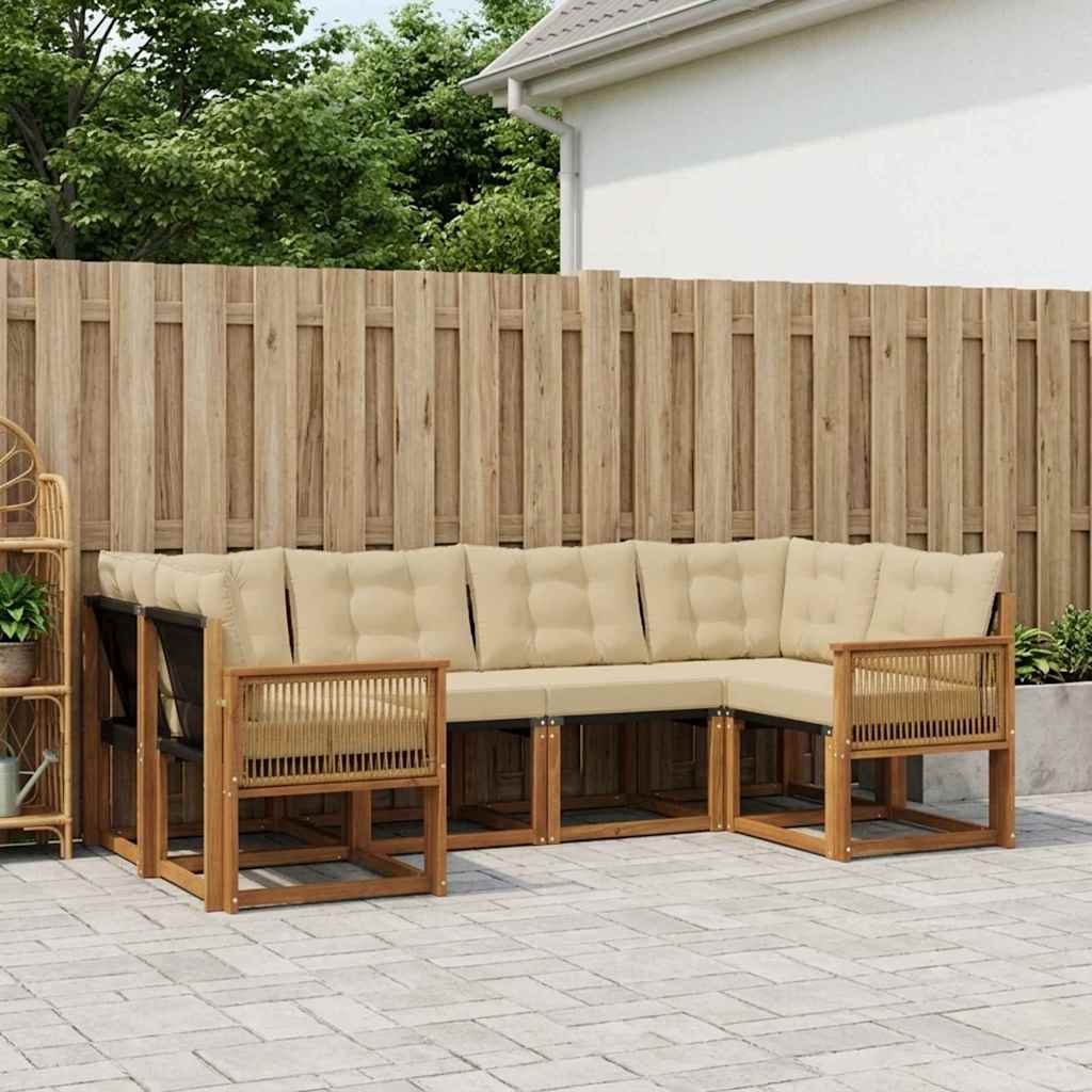 Buiten bankenset met kussen 6 pcs Natuurlijk en Beige is nu te koop bij PeponiXL, paradijselijk wonen!