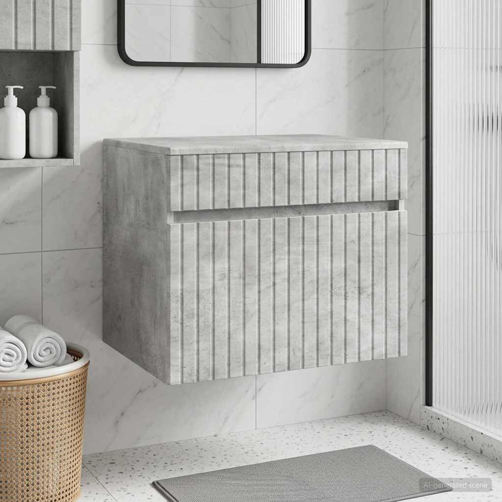 Wand Gemonteerde Badkamerkast Betongrijs 59 x 44,5 x 50 cm is nu te koop bij PeponiXL, paradijselijk wonen!