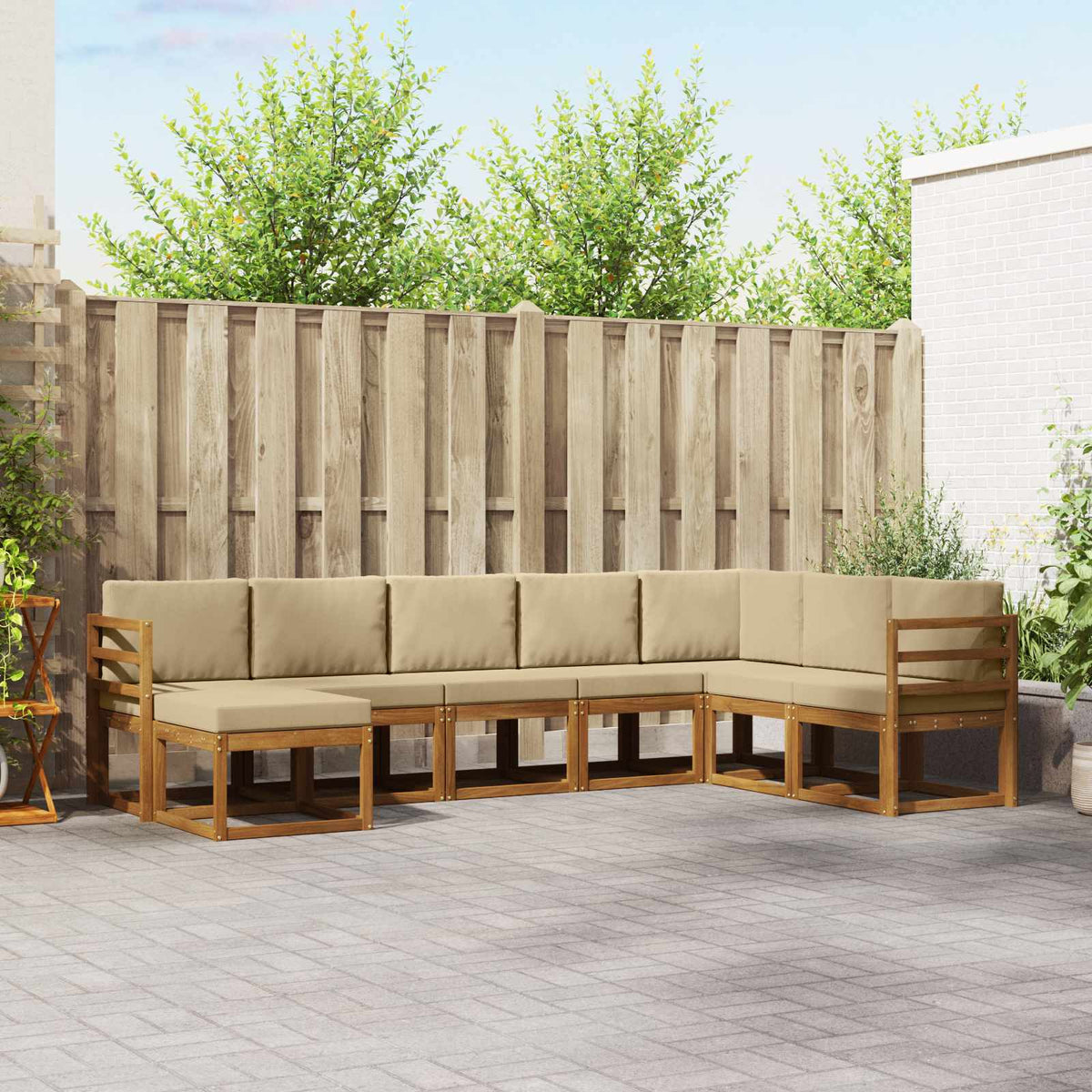 Buiten bankenset met kussen 8 pcs Natuurlijk en Beige is nu te koop bij PeponiXL, paradijselijk wonen!