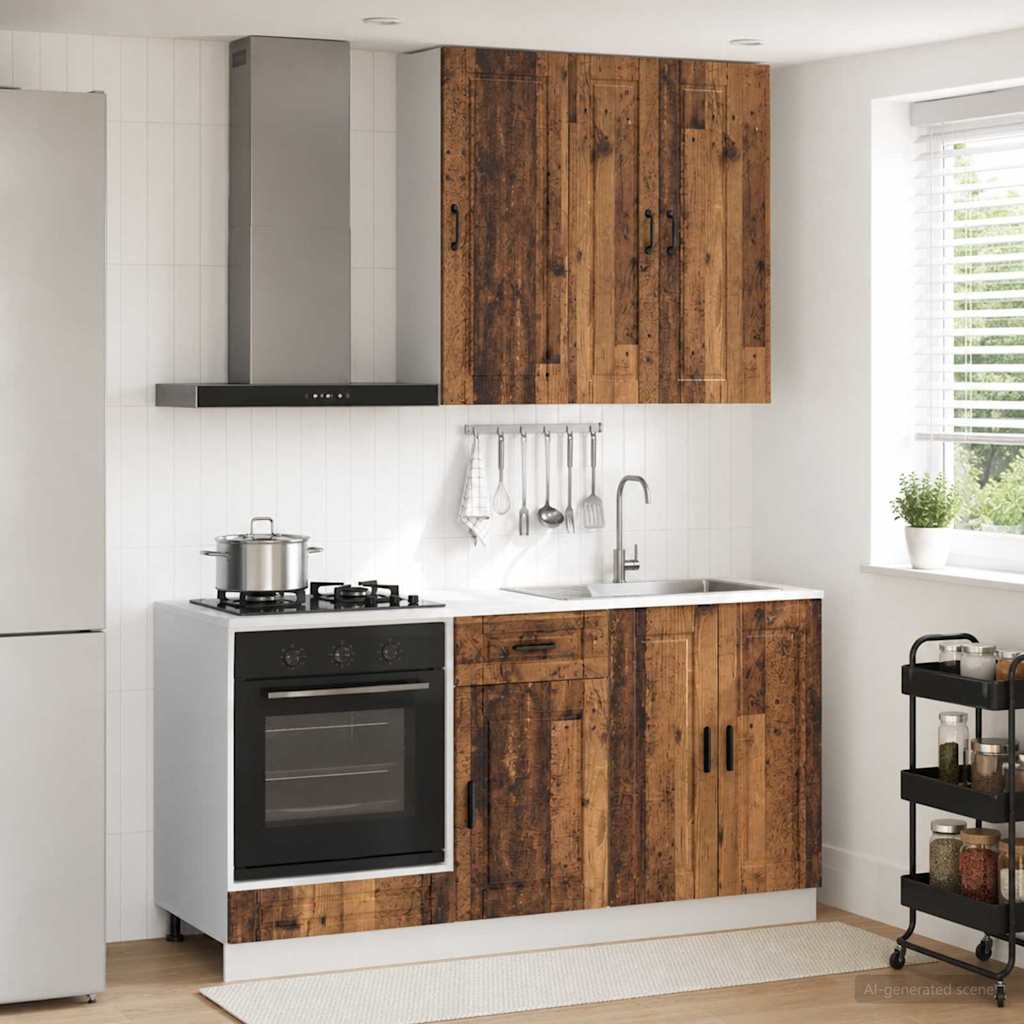 Keukenblok PORTO 5 pcs Oud hout Bewerkt hout is nu te koop bij PeponiXL, paradijselijk wonen!
