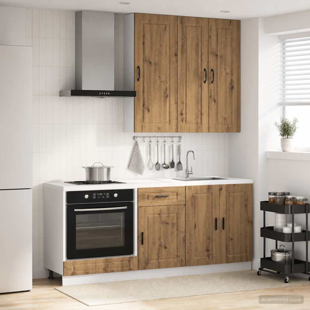 Keukenblok PORTO 5 pcs Artisanaal eiken Bewerkt hout is nu te koop bij PeponiXL, paradijselijk wonen!