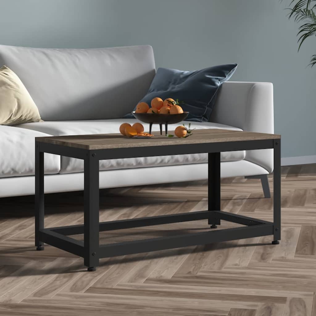 Salontafel 90x45x45 cm MDF en ijzer grijs en zwart is nu te koop bij PeponiXL, paradijselijk wonen!