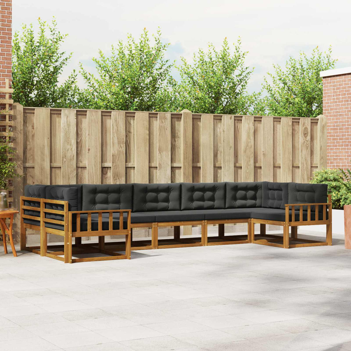 Buiten bankenset met kussen 7 pcs Natuurlijk en Antraciet is nu te koop bij PeponiXL, paradijselijk wonen!