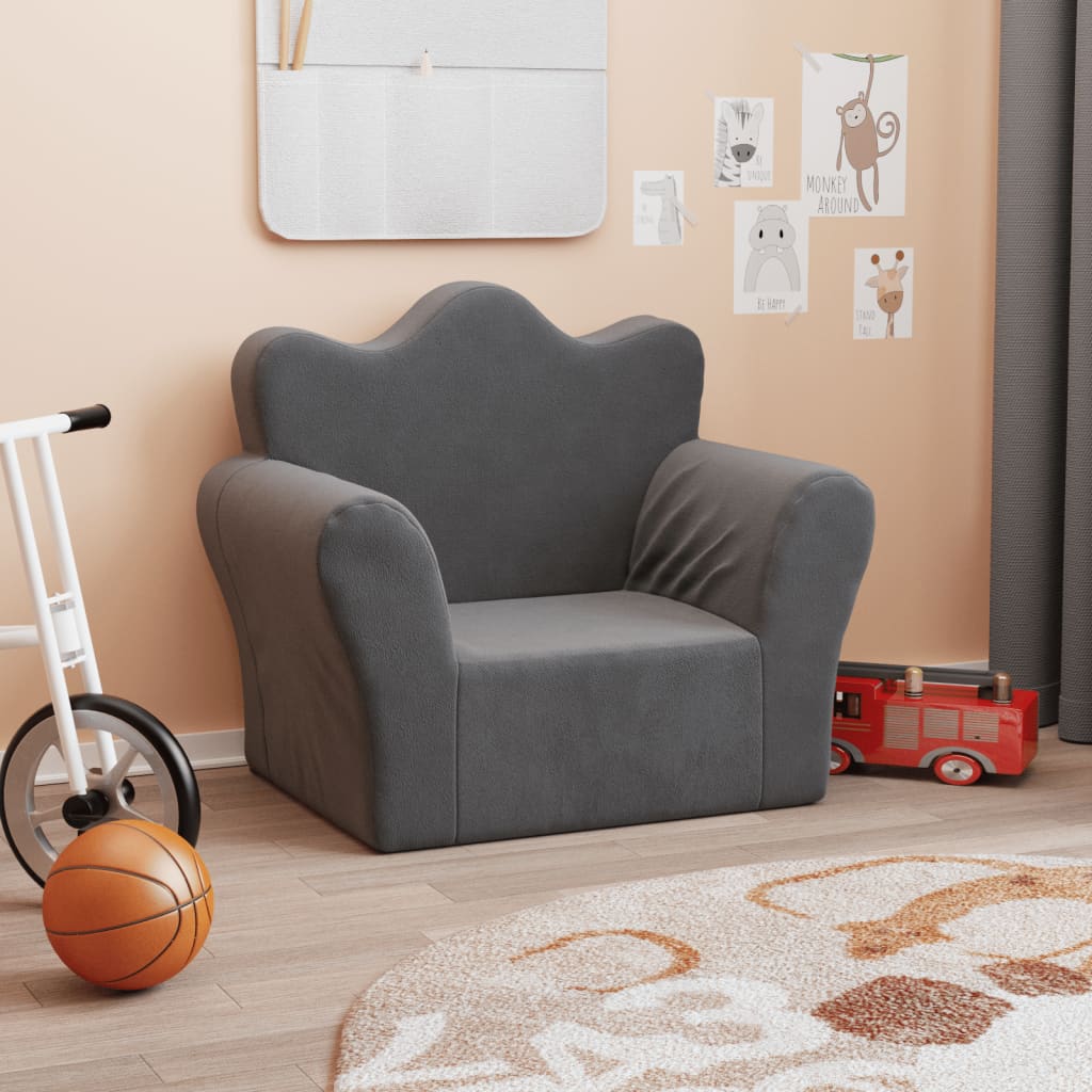 Kinderbank zacht pluche antracietkleurig is nu te koop bij PeponiXL, paradijselijk wonen!