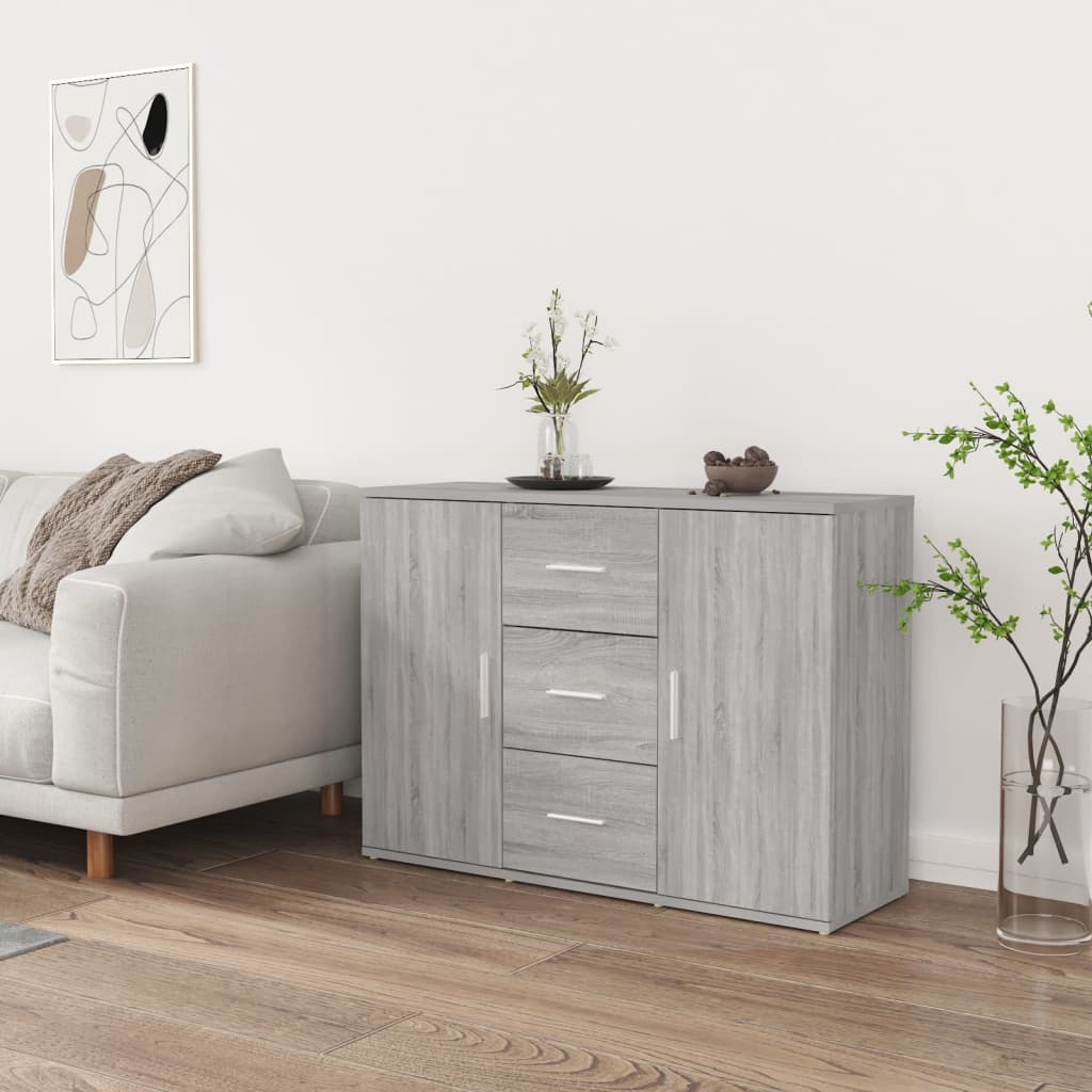 Dressoir 91x29,5x65 cm bewerkt hout grijs sonoma eikenkleurig is nu te koop bij PeponiXL, paradijselijk wonen!