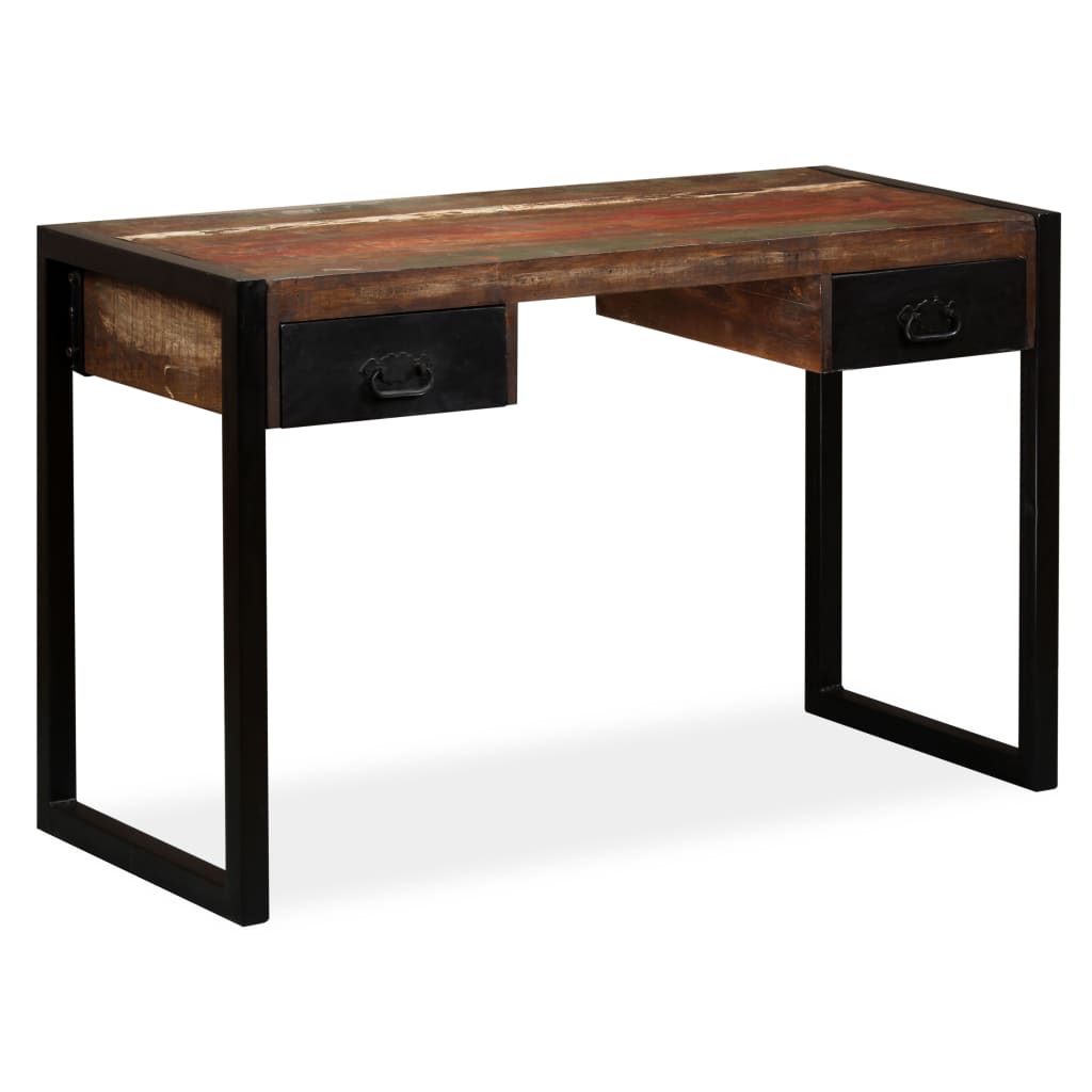 Bureau met 2 lades 120x50x76 cm massief gerecycled hout is nu te koop bij PeponiXL, paradijselijk wonen!