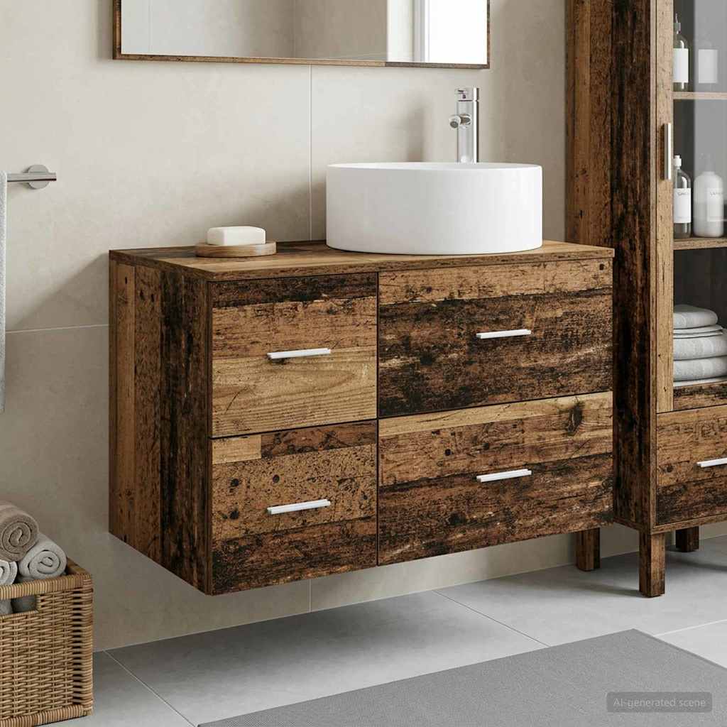 Badkamermeubelset 2 st Oud hout Bewerkt hout is nu te koop bij PeponiXL, paradijselijk wonen!