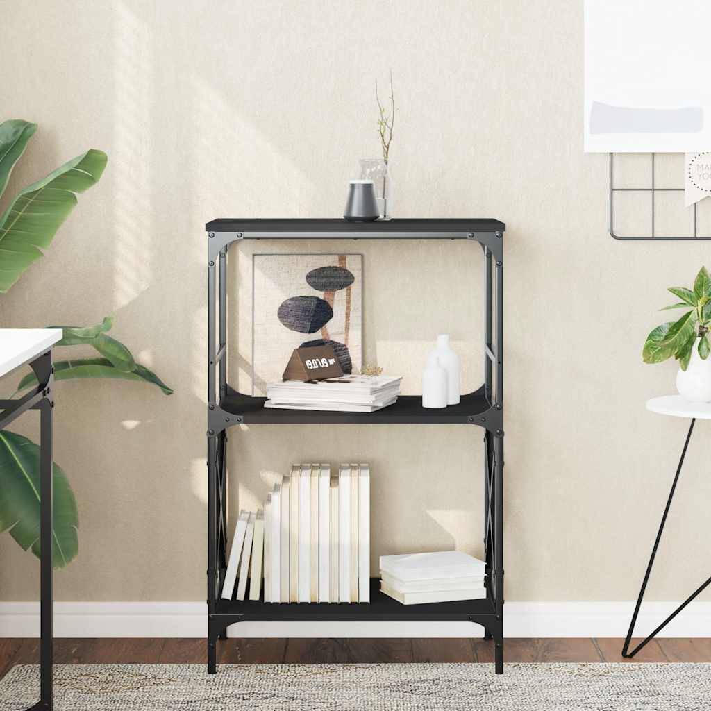 Boekenkast 3-laags 59x35x90,5 cm bewerkt hout zwart is nu te koop bij PeponiXL, paradijselijk wonen!
