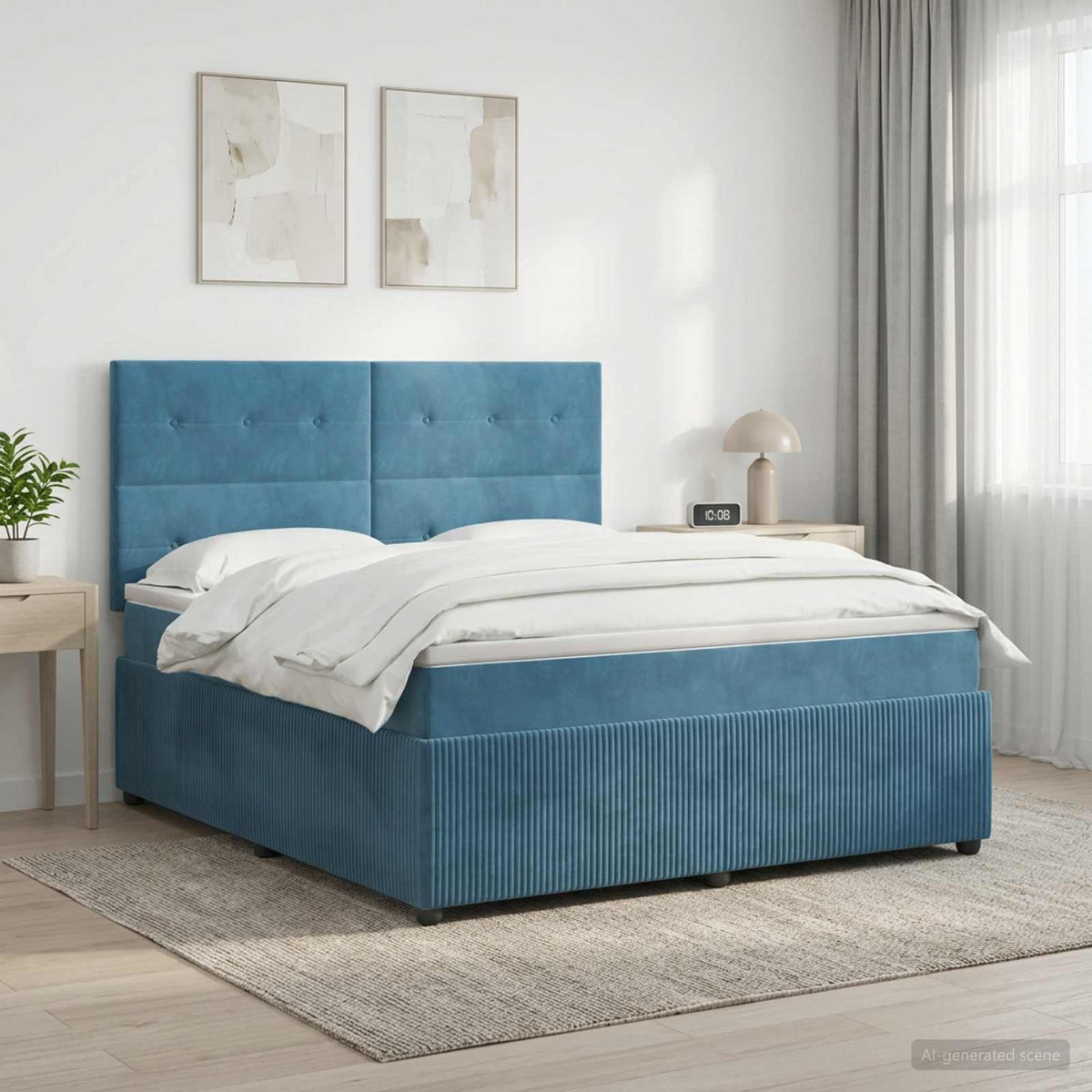 Boxspringbed met matras Blauw 140 x 190 cm Fluweel is nu te koop bij PeponiXL, paradijselijk wonen!