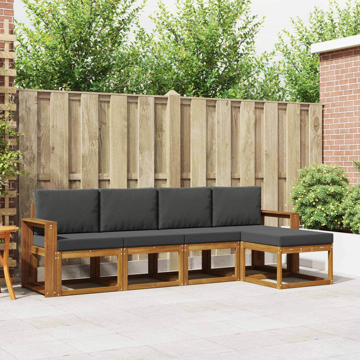 Buiten bankenset met kussen 5 pcs Natuurlijk en Antraciet is nu te koop bij PeponiXL, paradijselijk wonen!
