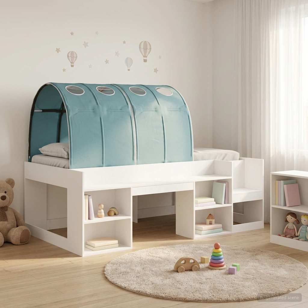 Bedframe met tunnel 3 st Wit en Lichtblauw Bewerkt hout is nu te koop bij PeponiXL, paradijselijk wonen!