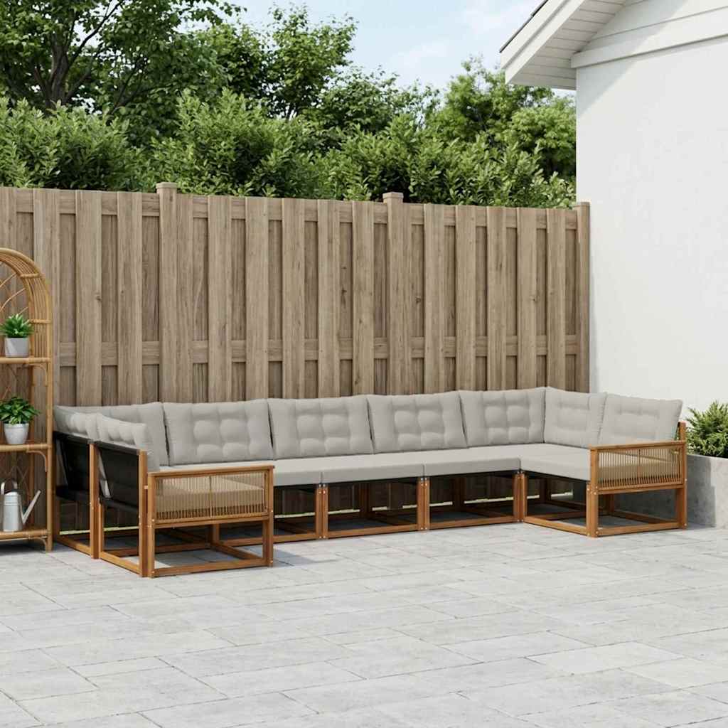 Buiten bankenset met kussen 7 pcs Naturel en lichtgrijs is nu te koop bij PeponiXL, paradijselijk wonen!