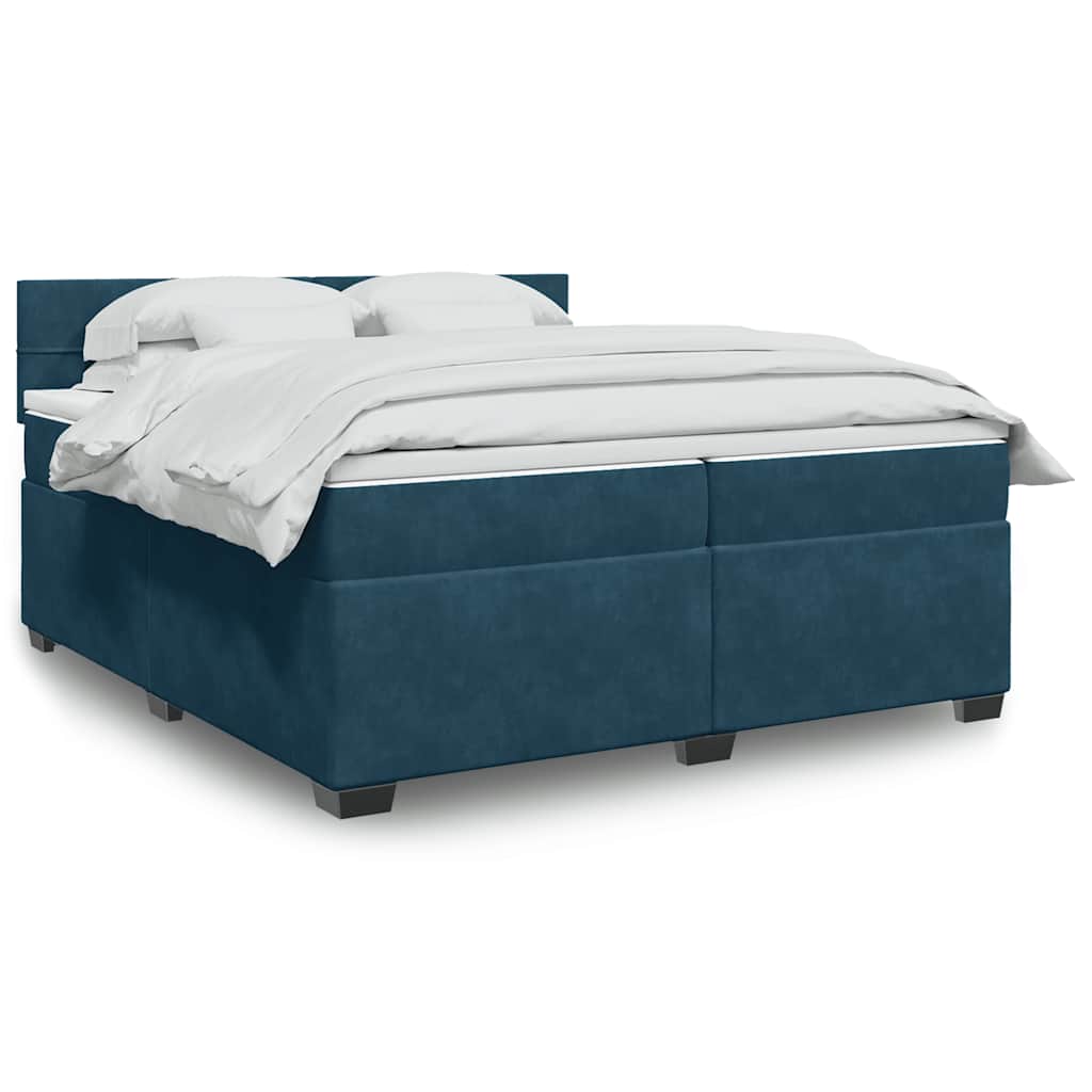 Boxspring met matras fluweel blauw 200x200 cm is nu te koop bij PeponiXL, paradijselijk wonen!