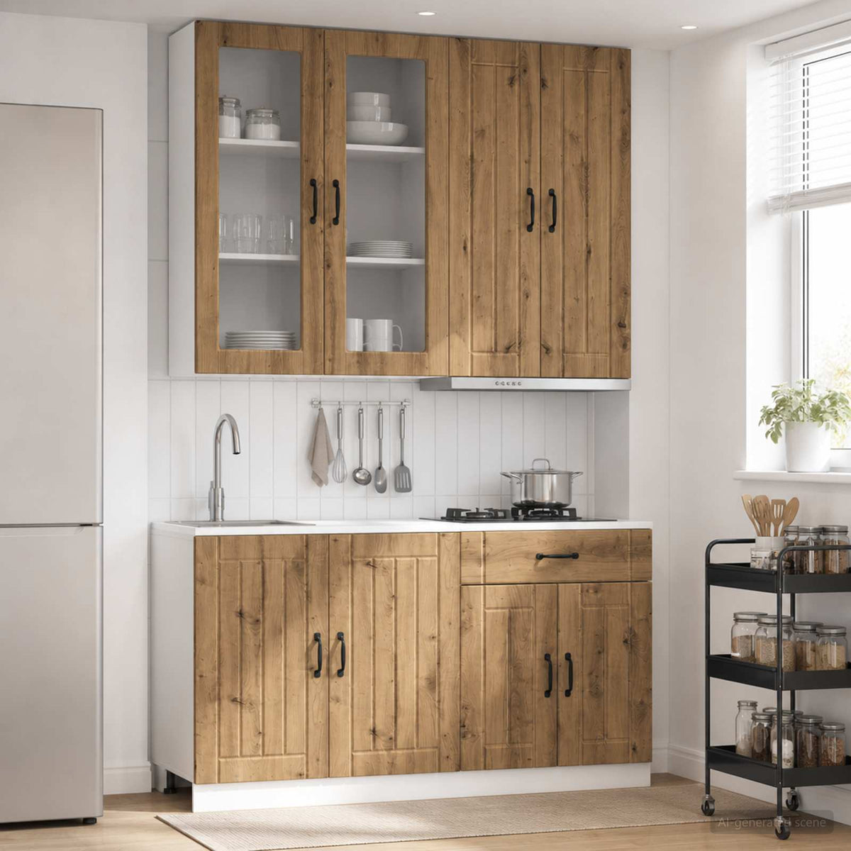 Keukenblok LUCCA 4 pcs Artisanaal eiken Bewerkt hout is nu te koop bij PeponiXL, paradijselijk wonen!