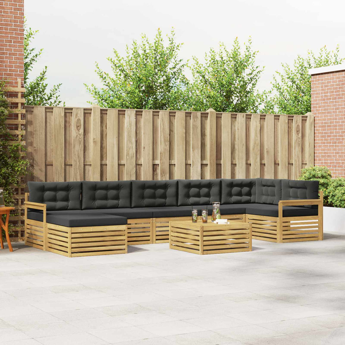 Buiten bankenset met kussen 8 pcs Wit en antracietkleurig is nu te koop bij PeponiXL, paradijselijk wonen!