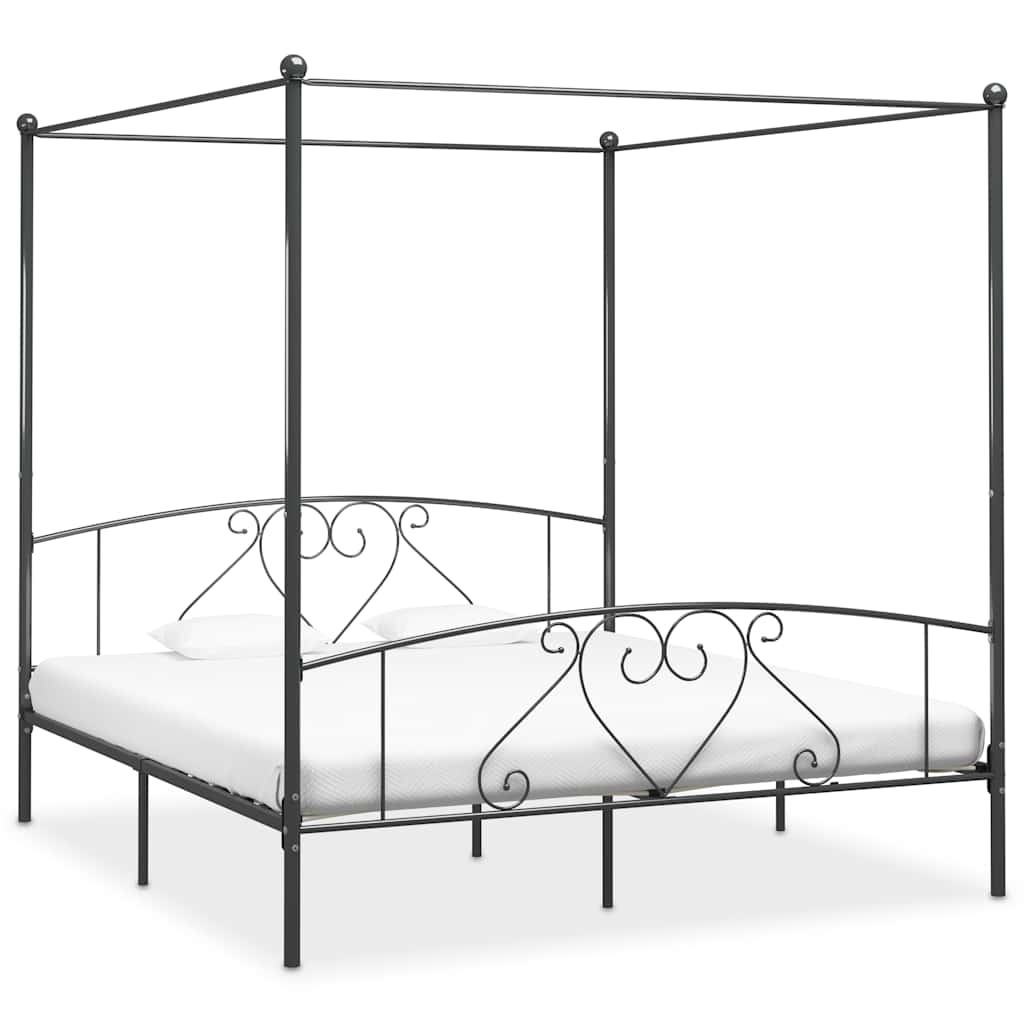 Hemelbedframe metaal grijs 200x200 cm is nu te koop bij PeponiXL, paradijselijk wonen!