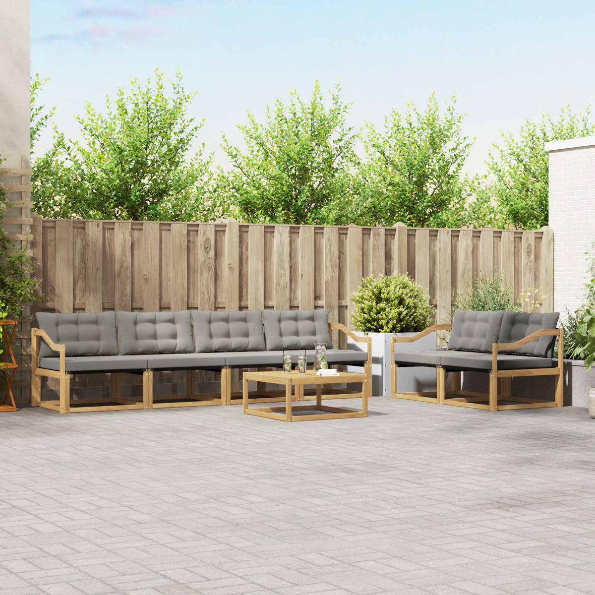 Buiten bankenset 7 pcs Wit en Lichtgrijs 79 x 79 x 37 cm is nu te koop bij PeponiXL, paradijselijk wonen!