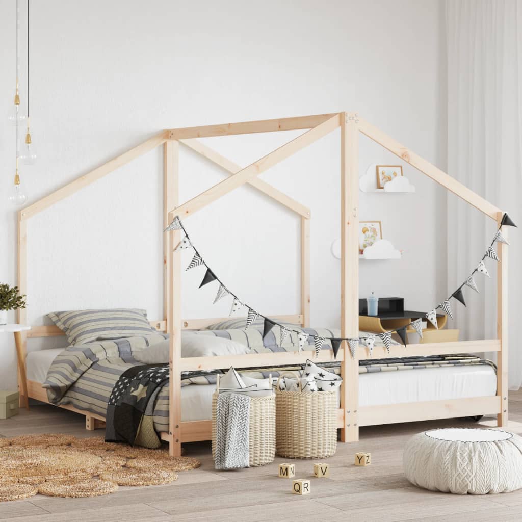 Kinderbedframe 2x(90x190) cm massief grenenhout is nu te koop bij PeponiXL, paradijselijk wonen!