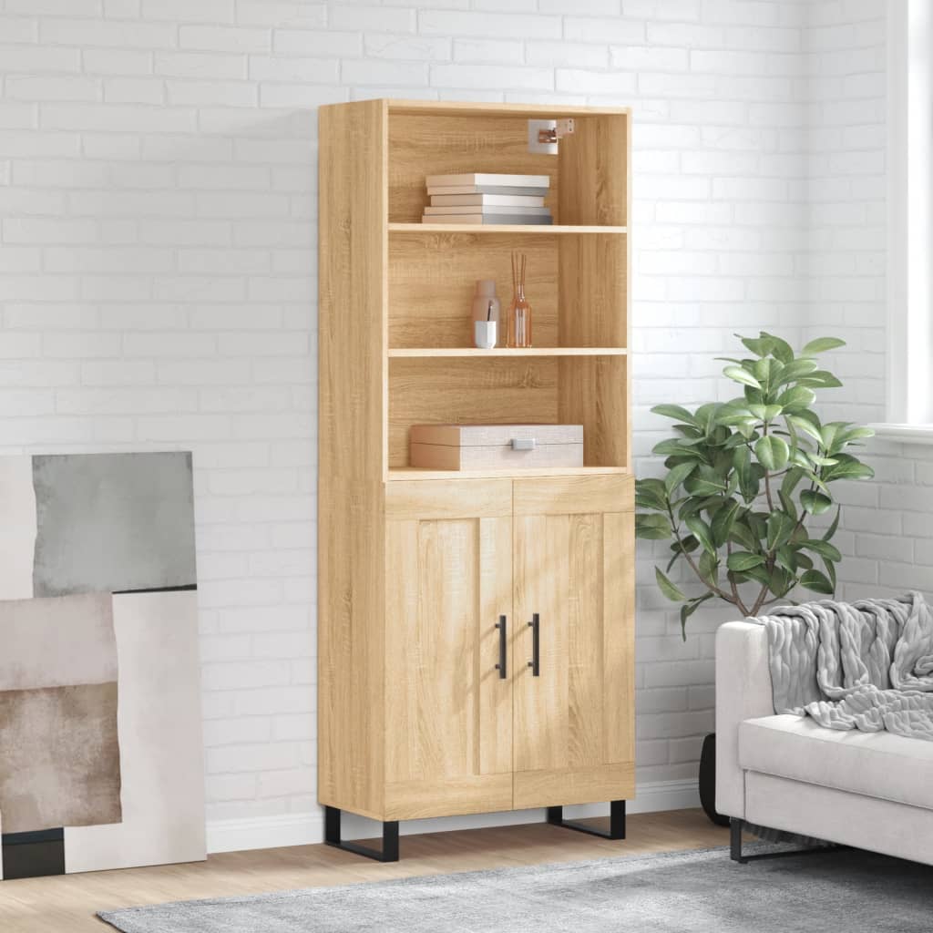 Hoge kast 69,5x34x180 cm bewerkt hout sonoma eikenkleurig is nu te koop bij PeponiXL, paradijselijk wonen!