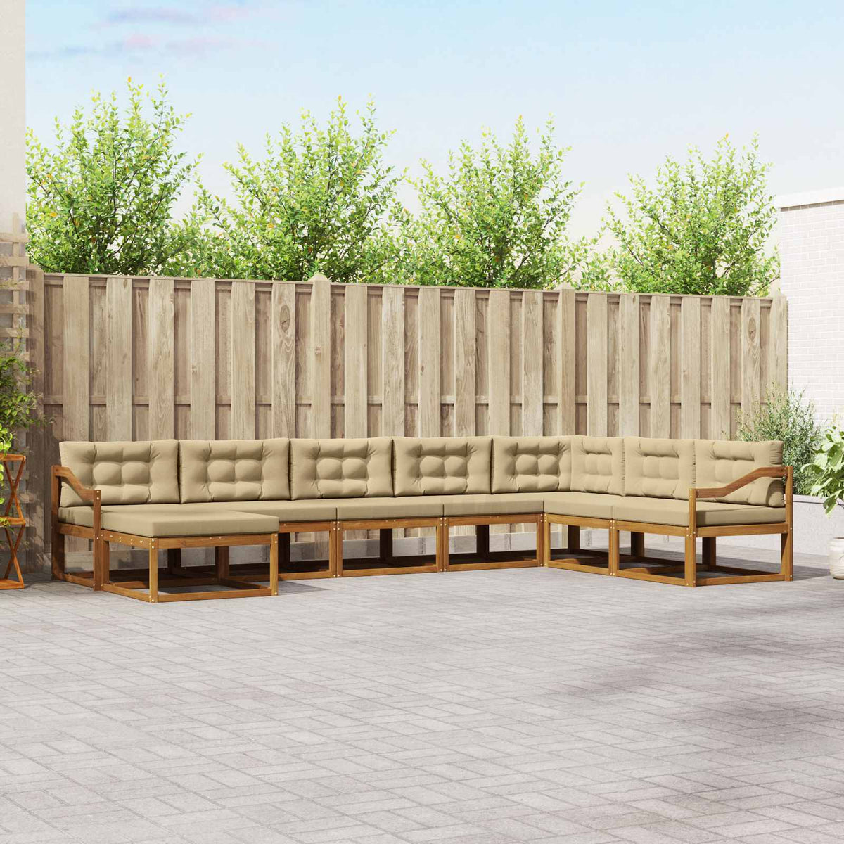 Buiten bankenset met kussen 8 pcs Natuurlijk en Beige is nu te koop bij PeponiXL, paradijselijk wonen!