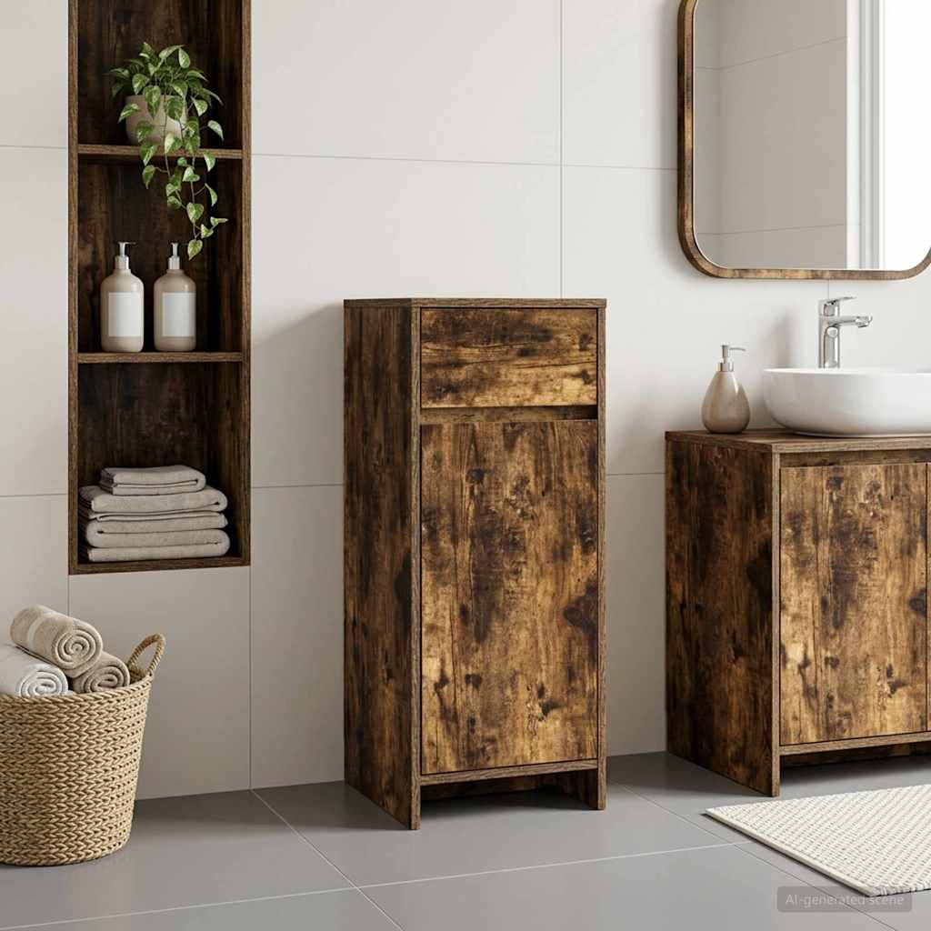 Badkamerkast Gerookt eiken 35 x 36,5 x 85 cm Bewerkt hout is nu te koop bij PeponiXL, paradijselijk wonen!