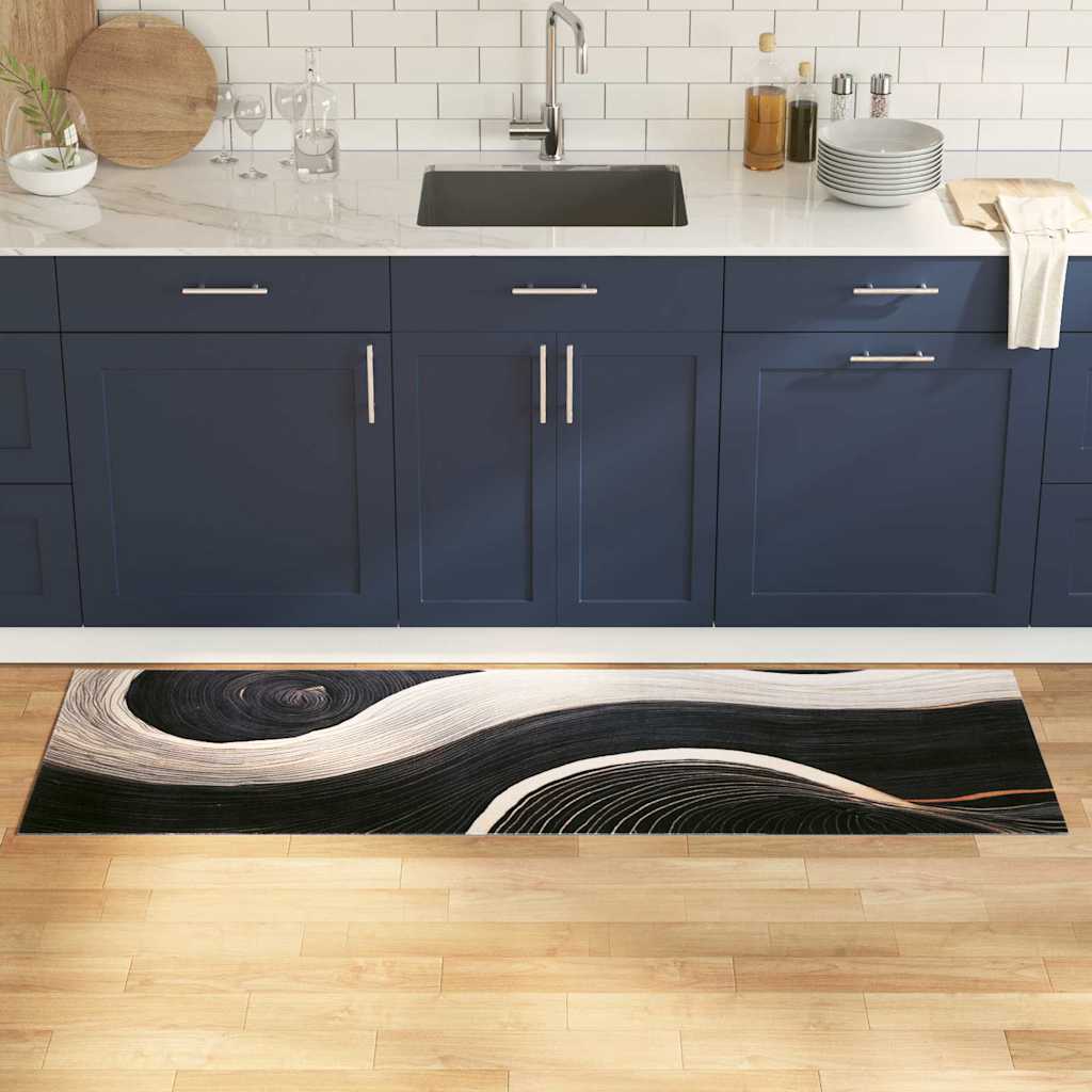 Keuken Vloerkleed Zwart 180 x 60 cm Fluweel is nu te koop bij PeponiXL, paradijselijk wonen!
