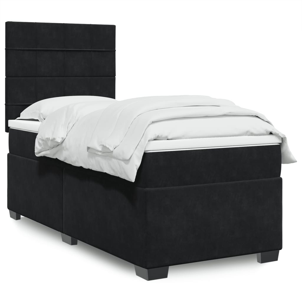 Boxspring met matras fluweel zwart 100x200 cm is nu te koop bij PeponiXL, paradijselijk wonen!