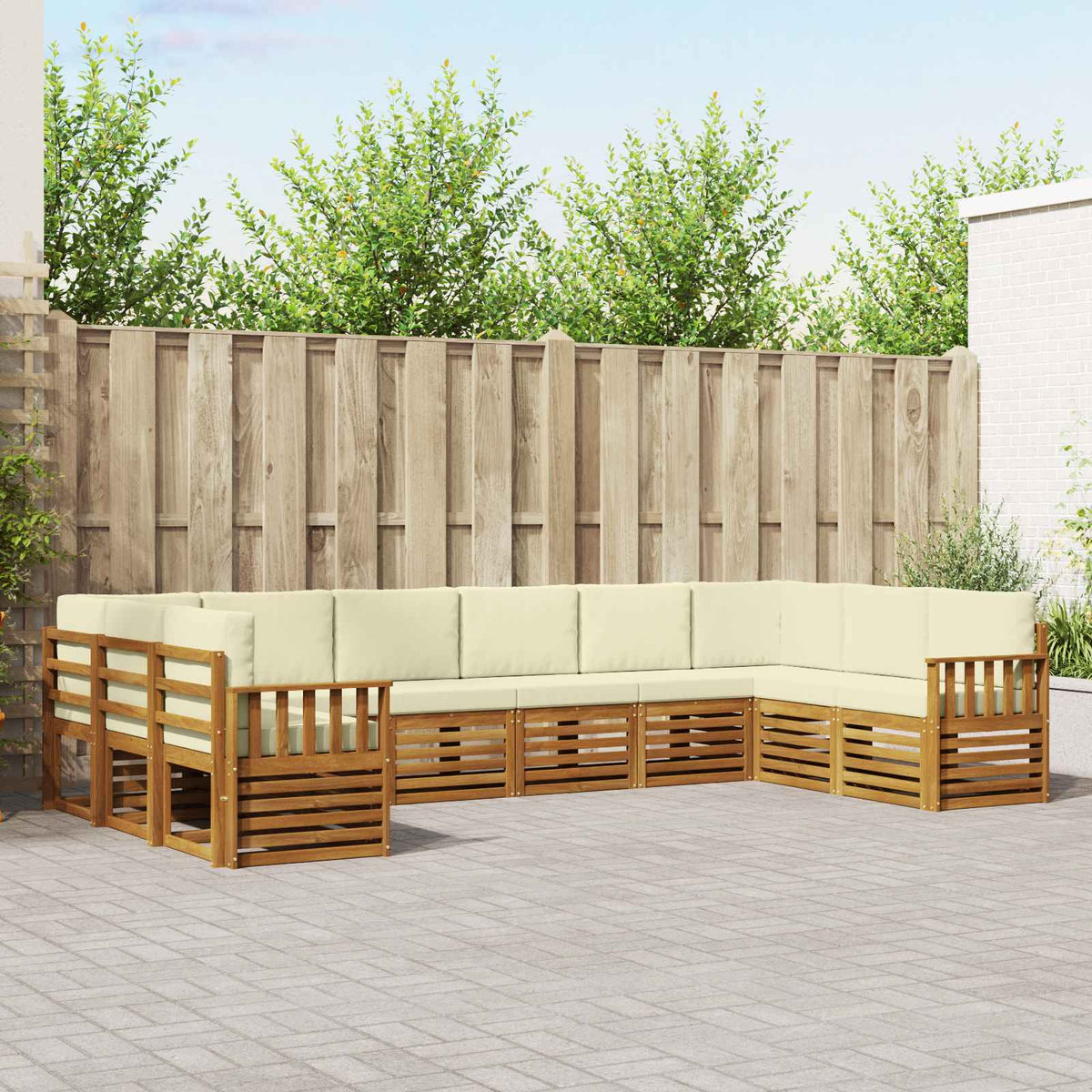 Hoekbank Set met kussen 10 pcs Natuurlijk en Crème is nu te koop bij PeponiXL, paradijselijk wonen!