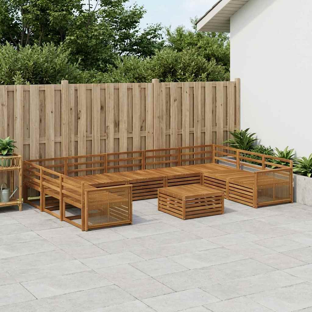 Buiten bankenset 10 pcs Naturel Massief Acaciahout is nu te koop bij PeponiXL, paradijselijk wonen!