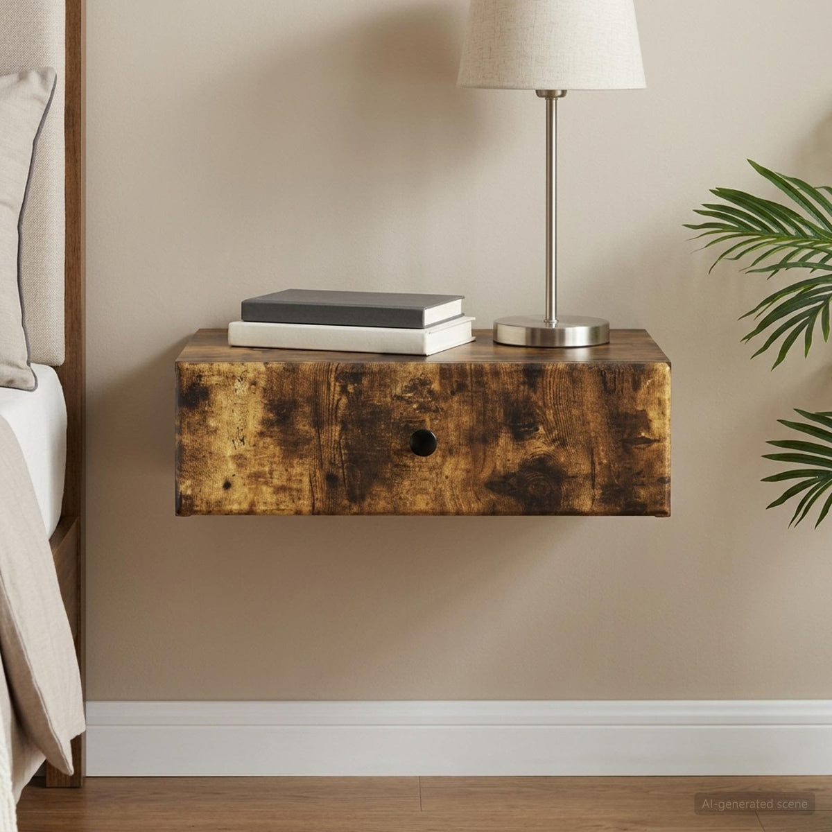 Wandmontage Zijtafel Gerookt eiken 59 x 34,5 x 17 cm is nu te koop bij PeponiXL, paradijselijk wonen!