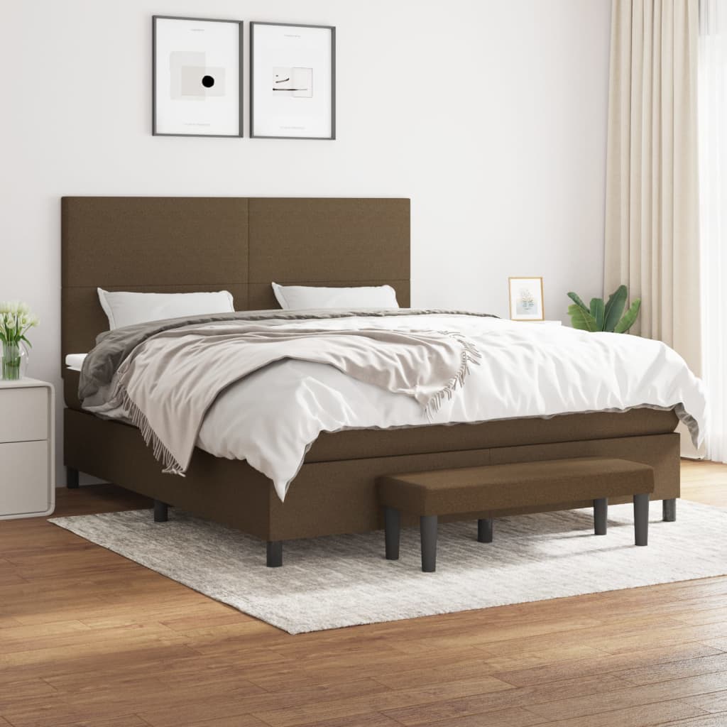 Boxspring met matras stof donkerbruin 180x200 cm is nu te koop bij PeponiXL, paradijselijk wonen!