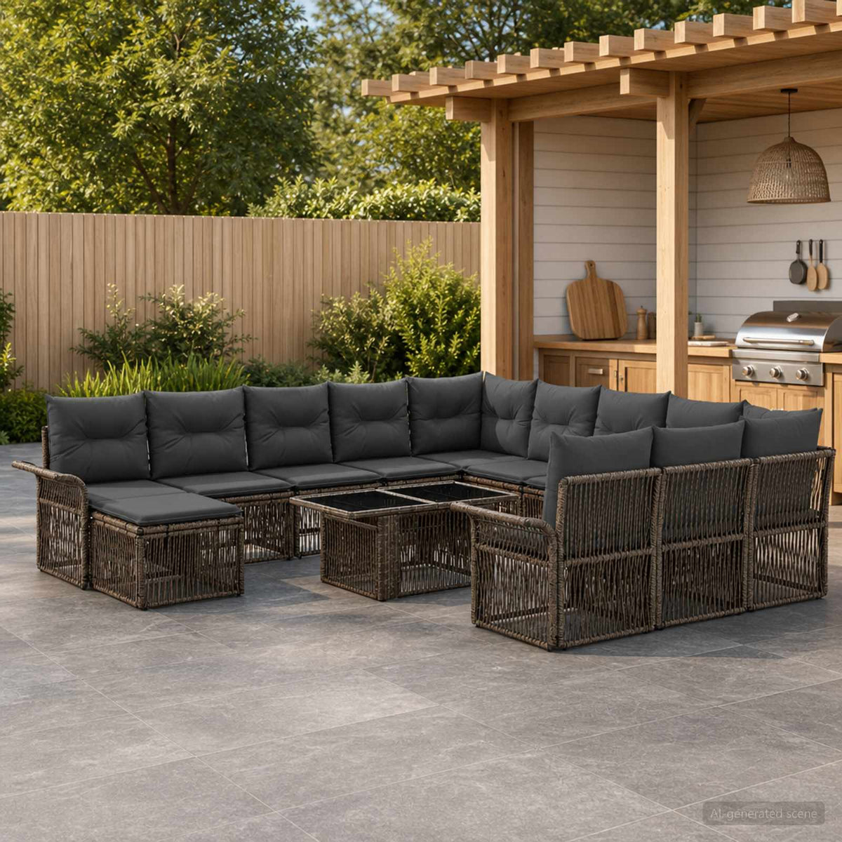 Tuinbankenset 13 st Grijs en Donkergrijs poly rattan is nu te koop bij PeponiXL, paradijselijk wonen!