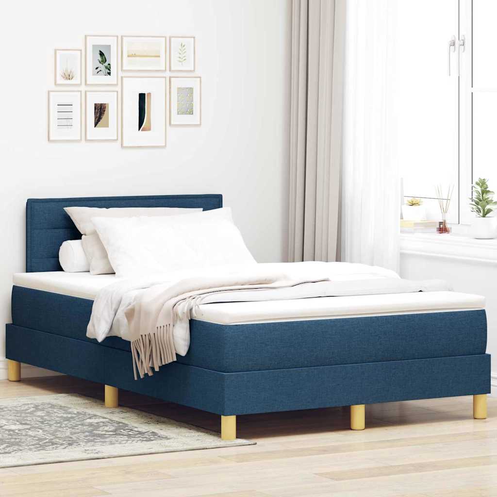 LED Box Spring Bed met hoofdeinde Blauw 120 x 190 cm Stof is nu te koop bij PeponiXL, paradijselijk wonen!