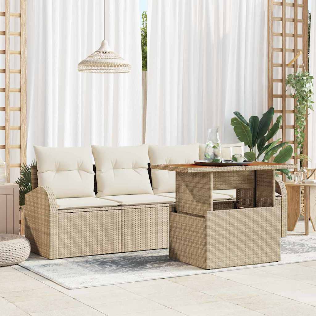 Tuin Sofa Set 5 pcs beige en crèmekleurig is nu te koop bij PeponiXL, paradijselijk wonen!