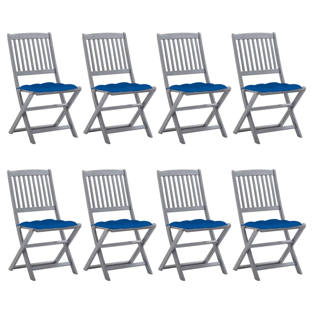 Tuinstoelen 8 st inklapbaar met kussens massief acaciahout is nu te koop bij PeponiXL, paradijselijk wonen!